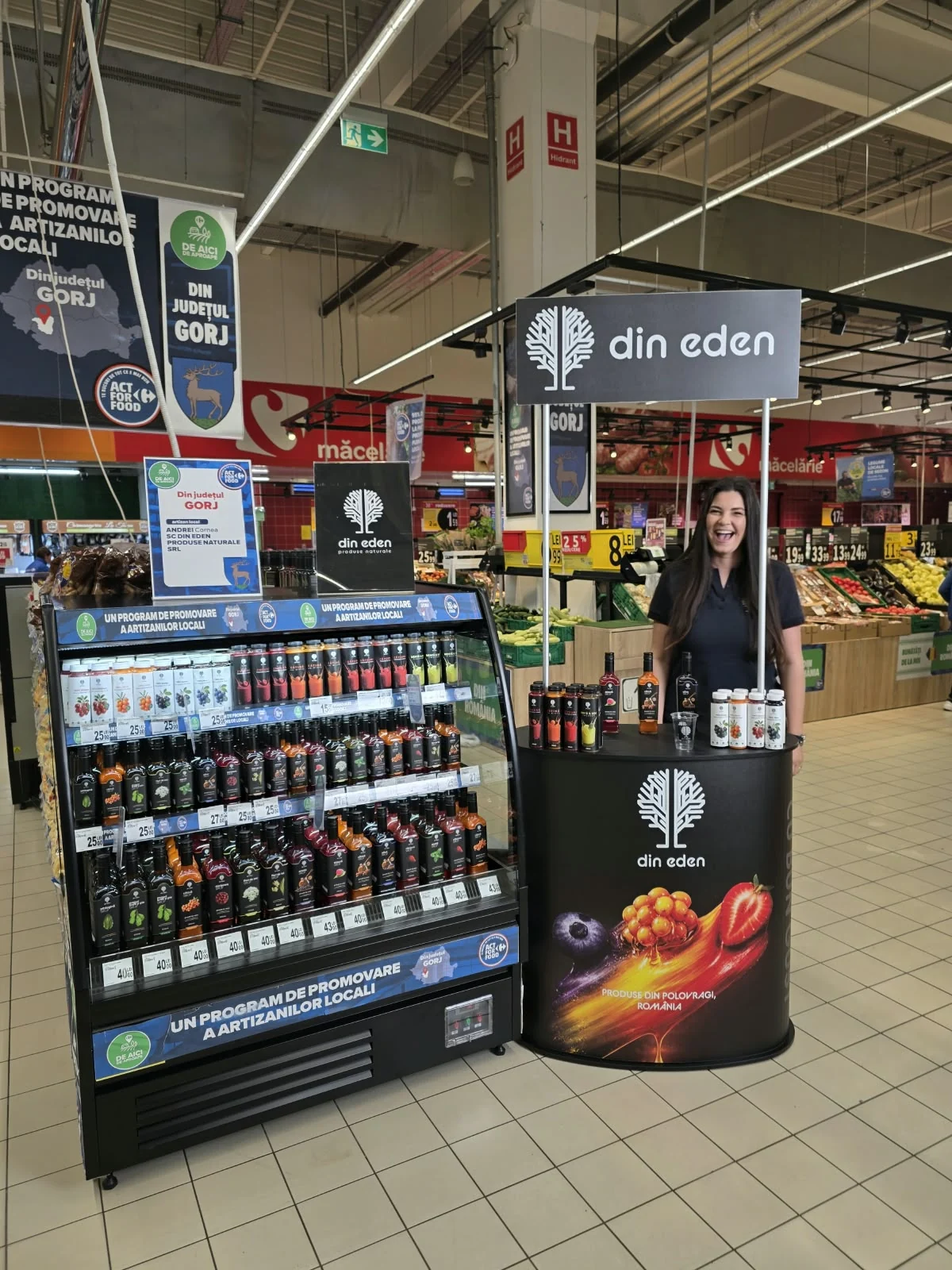 Produse Din Eden la raft și standul de prezentare în Carrefour